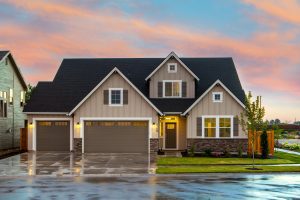 Charming family home in Boise, ID with a modern facade and spacious garage.