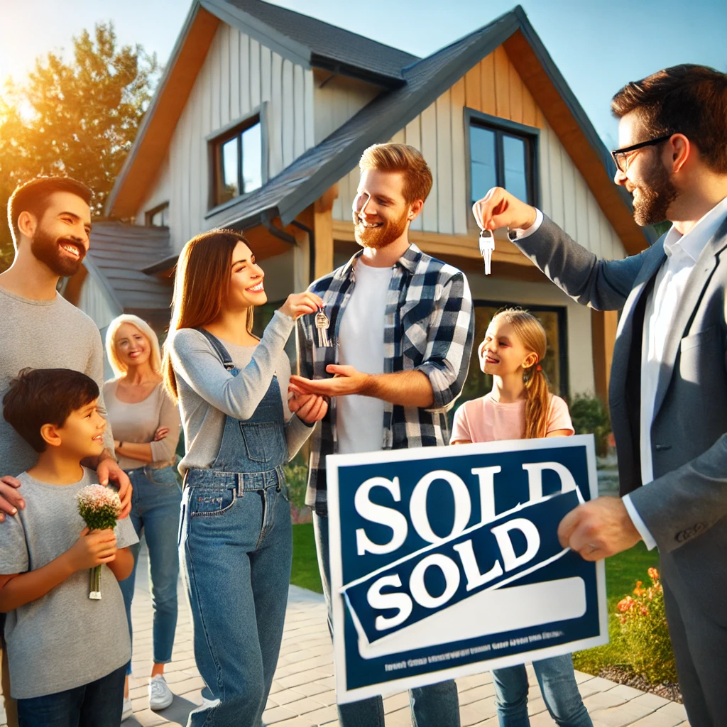 Family buying a home